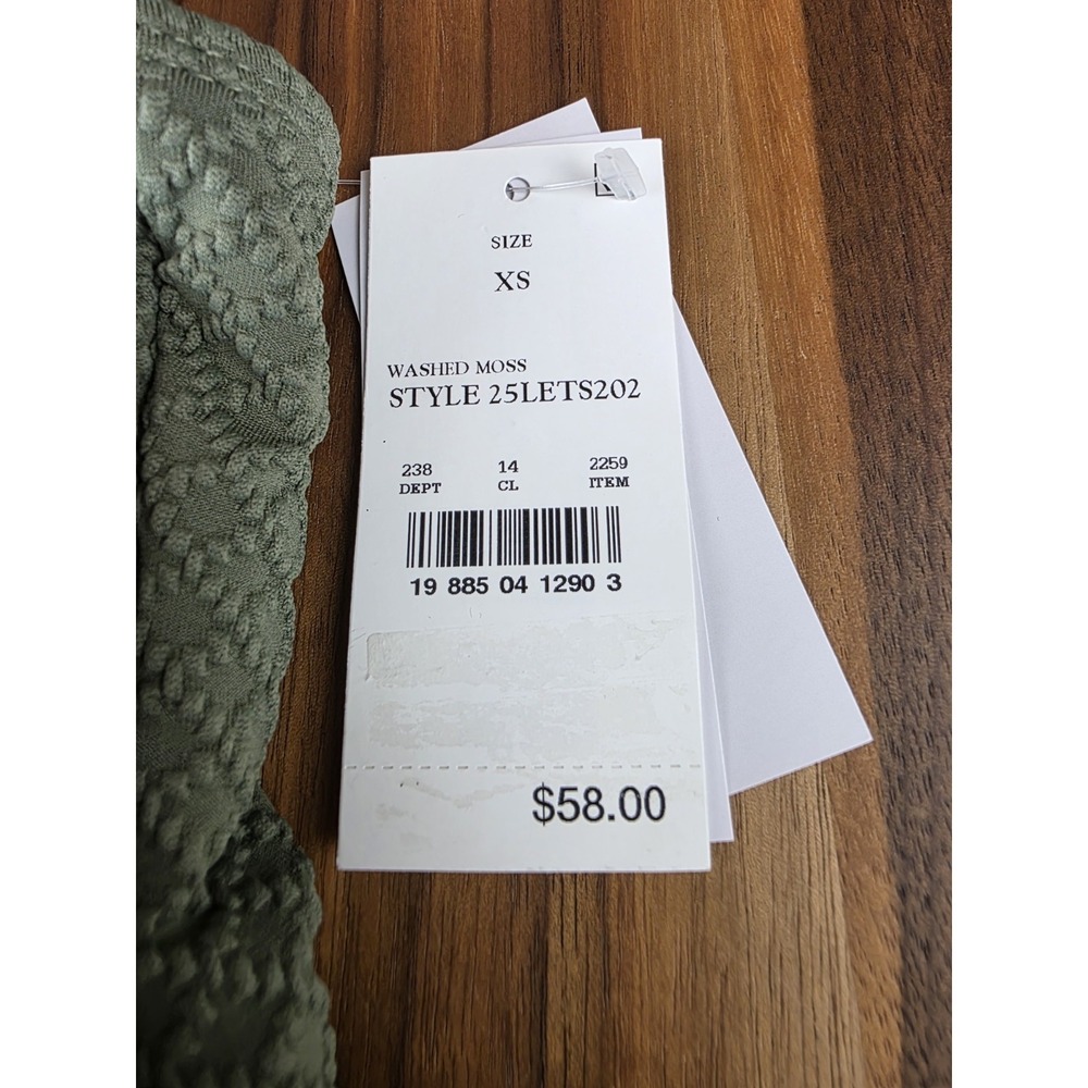 Lands' End Women's V-Neck Textured Shirred Swimdress XS Olive Green (267) - Picture 6 of 6